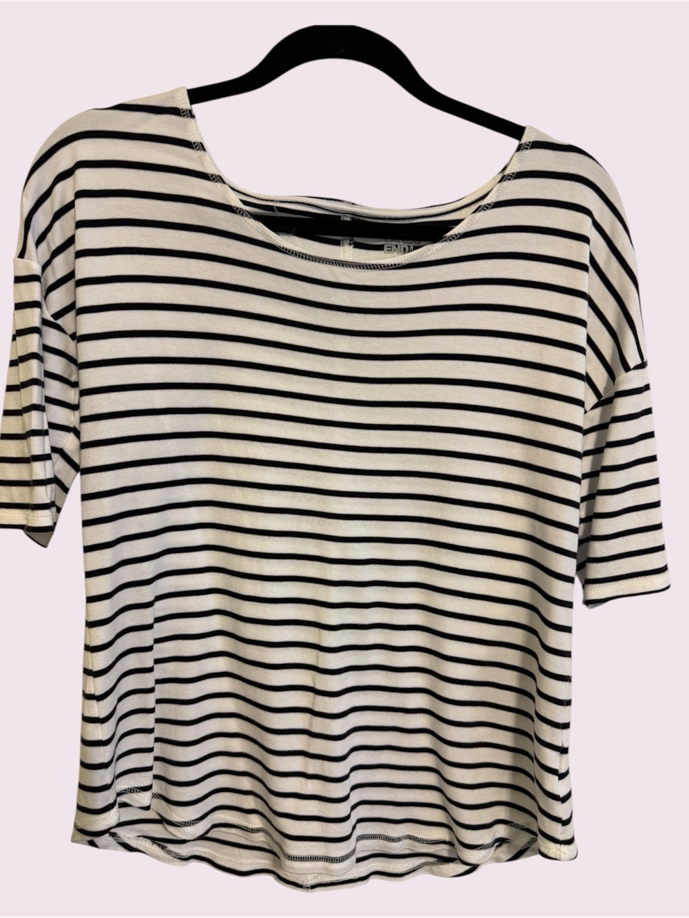 Lands' End Striped Short Sleeve Top in Navy & White Size Medium